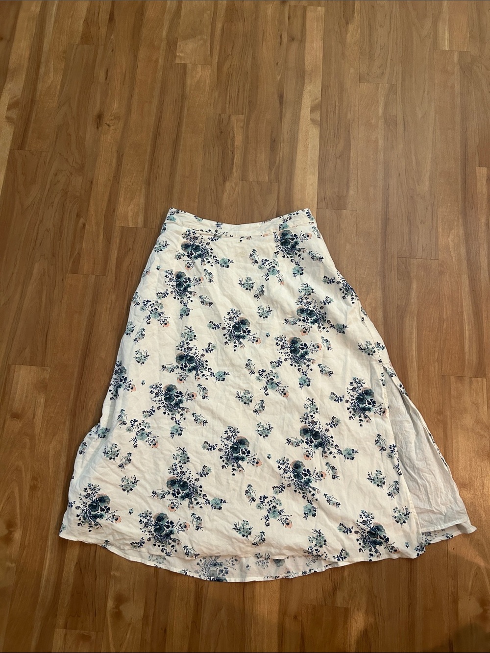a.n.a Cream A-Line Skirt with Blue Floral Print